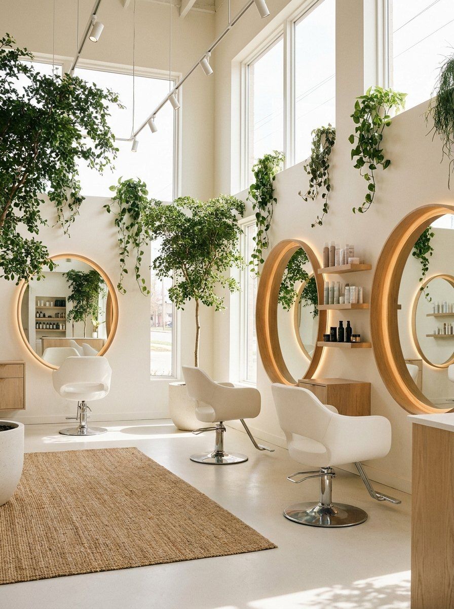 Salón de peluquería moderno y luminoso